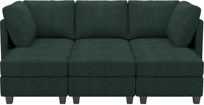 Belffin Modular Sectional Sleeper Sofa with Storage Seat 6 Seat Sectional Sleeper Sofa Bed Corduroy Sectional Couch with Reversible Chaise Green Modular Couch for Living Room