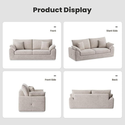 89.8" Modern Loveseat Sofa for Living Room, Cloud Boneless Couches with 4 Pillows, Mid Century Loveseat couches for Small Place, No Assembly Required, Camel