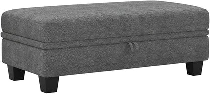 Belffin 45.9" Storage Ottoman Bench Oversized Ottoman for Footrest Upholstered Entryway Bench with Seating for Bedroom, Living Room. Light Grey