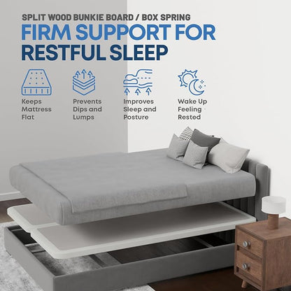 Zutan, Box Spring Bed Base Queen Size, 2-Inch Wood Mattress Foundation - Amish Made in USA – Quiet Noise Free, 2-Pieces Under Mattress-Support BoxSpring, Fully Assembled, White