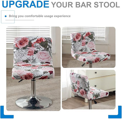 Levoberg Bar Stools Cover Set of 4 Printed Armless Swivel Barstools Slipcovers with Backs Stretch Square Counter Height Bar Stools Covers Mid Low Back Chair Cover for Kitchen Dining Room Bar #9