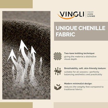 VINGLI 110' U-Shaped Sectional Couch with Two Chaise, Affordable Small Sofa with 4 Seats, Chenille Fabric Comfy Couches for Living Room, Dark Brown