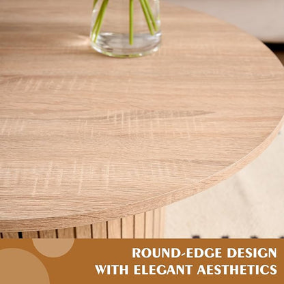 Round Nesting Coffee Table Set of 2, Fluted for Small Spaces | Modern style, suitable for living rooms, roller design, wooden