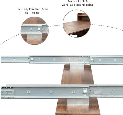 Extendable Dining Table for 10, 95” Transformer Dining Room Table, Modern Folding Console Table, Space Saving Kitchen & Dining Furniture Walnut