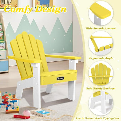 Kids Outdoor Chair, Kids Adirondack Chairs Set of 2, Toddler Outdoor Chair | CPC Certified, HDPE All Weather, Easy Assembly, Ergonomic Design, Fade Shield, Easy-Clean for Patio, Garden, Backyard, Beach