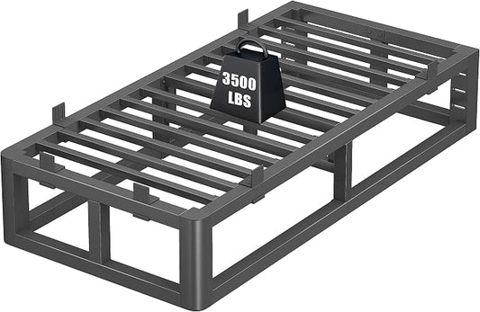 14 Inch Twin Bed Frames with Rounded Corner and Headboard Hole, Metal Platform Bed Frames 6 Non-Slip Guards, 3500lbs Heavy Duty Steel Slat Support, Squeak Free, No Box Spring Needed, Black