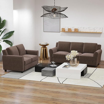 Bonzy Home 58" Brown Loveseat Sofa Couch for Living Room, 2 Seater Love Seat for Small Spaces, Modern Couches with Thick Cushion for Home Apartment Office