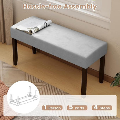 Giantex 2-Pack Upholstered Entryway Bench with Padded Seat & Solid Rubber Wood Legs, Load 400Lbs, Indoor Velvet Dining Bench for Living Room, Kitchen, End of Bed, Hallway