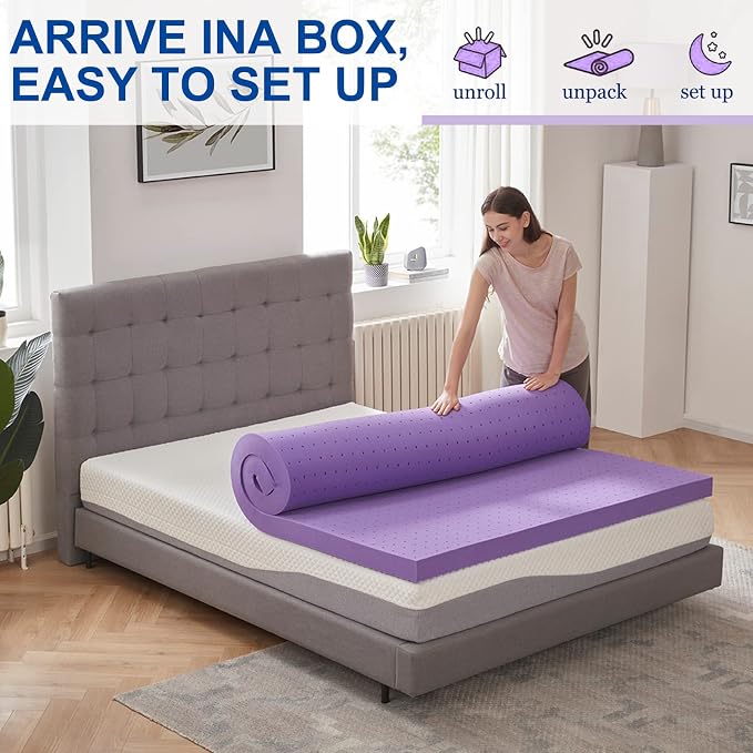 SINWEEK 3 Inch Gel Memory Foam Mattress Topper Ventilated Soft Pressure Relieve Mattress Pad, Breathable Bed Topper, CertiPUR-US Certified, King Size