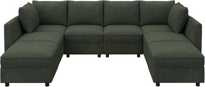 HONBAY Modular Sectional Sofa Couch with Storage, Modern U Shaped Sectional Sofa, Convertible Couches for Living Room - Green