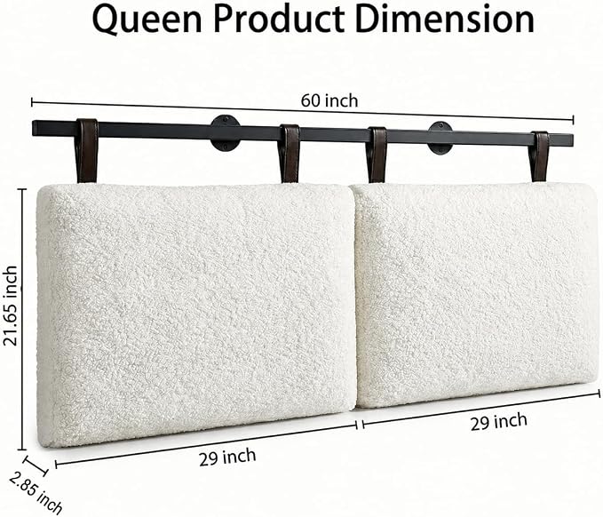 Queen Headboard only, Wall Mounted Headboard for Adjustable Bed, Hanging Head Board for Queen Size Bed Upholstered Headboard Cabeceras De Cama for Bedroom, Dorm, Guest Room, White