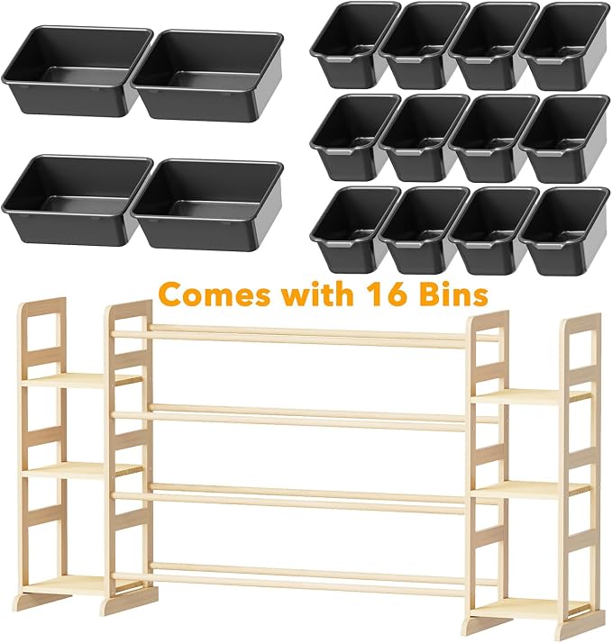 SpaceAid Toy Storage Organizer with 6 Shelves and 16 Bins, Toy Organizers Storage Bookshelf, Kids Bin Shelf Toys Box Bookcase for Bedroom Playroom Organization Room Decor, True Black