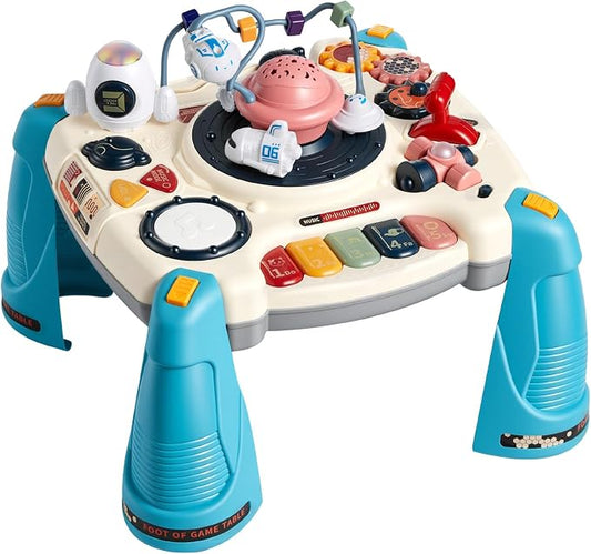 VEVOR Baby Spacecraft Musical Table Toys for Toddlers 6–18 Months, Learning Activity Desk with Space Theme & Soft-Glow Star Projector & 60+ Sound Sources, Toddler Learning Table, for Kids 6-18 Months