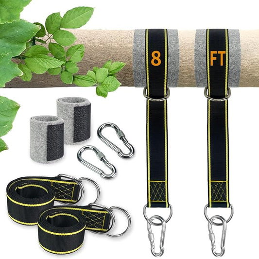 Extra Long Tree Swing Straps, 8FT Tree Swing Hanging Straps Kit Holds 1800 lbs with Tree Protector, Heavy Duty Carabiner Perfect for Swings & Hammocks