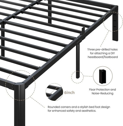 Metal Bed Frame Full Size, 14 Inch 3500 lbs Heavy Duty Platform Bed Frames Steel Slats Noise Free No Box Spring Needed, Easy Assemble Sturdy Bedframe Rounded Corner with Storage and Mattress Retainers