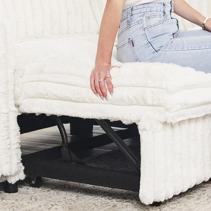 Belffin Corduroy Sleeper Sofa with Pull Out Bed Module Loveseat with Pullout Bed for Sectional Sofa Couch Beige Couch