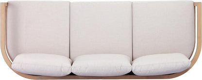 Merax Outdoor All-Weather Acacia Wood 3 Seater Sofa with Cushion and Deep Seat, Patio Sofa Daybed with Sturdy Base for Porch, Lawn, Backyard, Balcony, Light Teak