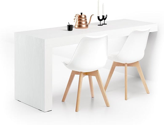 Mobili Fiver, Evolution Desk 70.9 x 23.6 in, Ashwood White with One Leg, Made in Italy