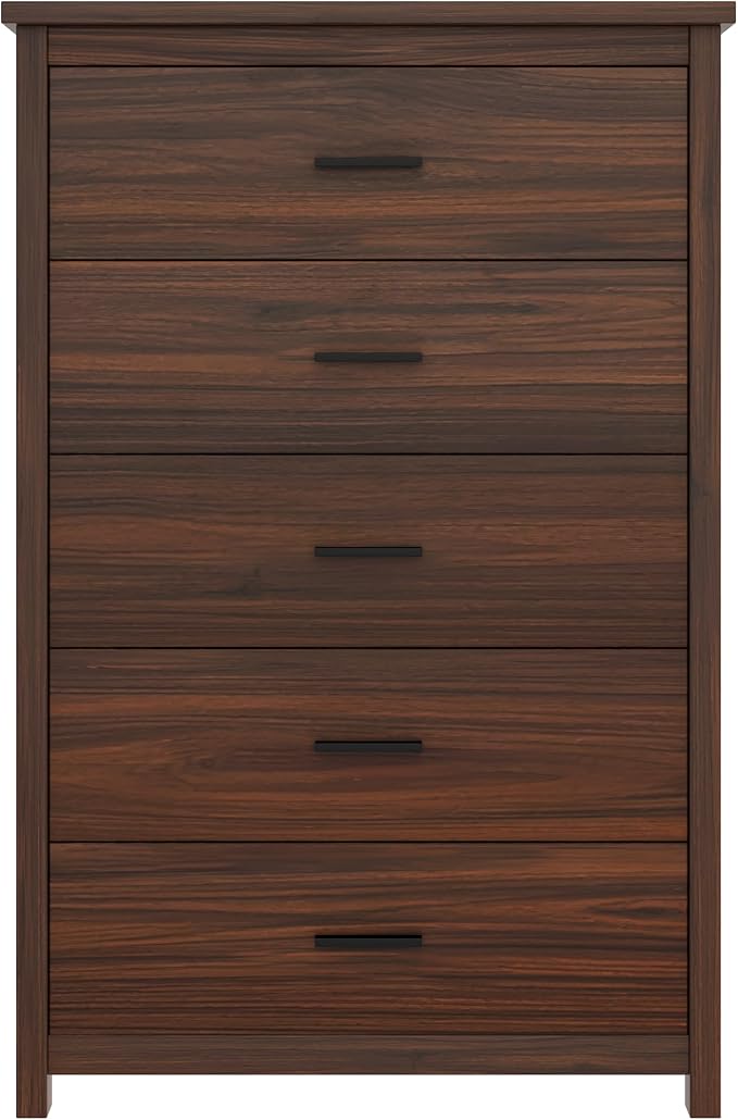 4 Piece Bedroom Set, Queen Size Bedroom Furniture Sets with 2 Nightstands and Charging Station, Bedroom Furniture Sets with 1 Dresser and Wood Platform Bed Frame for Bedroom, Walnut