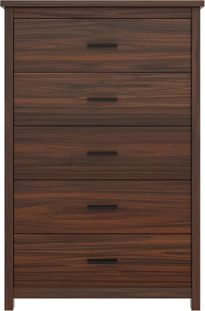 4 Piece Bedroom Set, Queen Size Bedroom Furniture Sets with 2 Nightstands and Charging Station, Bedroom Furniture Sets with 1 Dresser and Wood Platform Bed Frame for Bedroom, Walnut