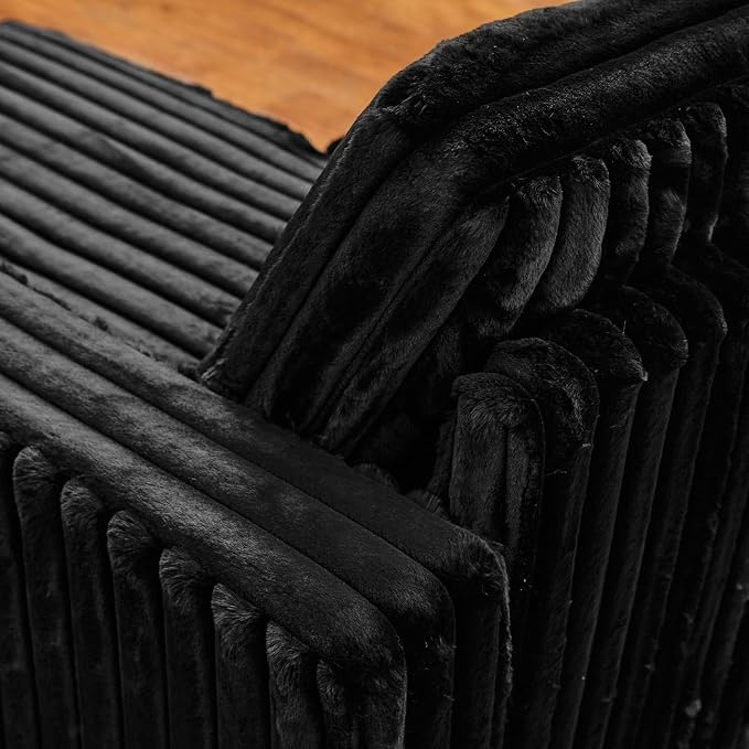 Belffin Plush Corduroy Modular Sectional Sofa Armrest Part Module for Sectional Sleeper Sofa with Pull Out Bed (Set of 2) Black Couch