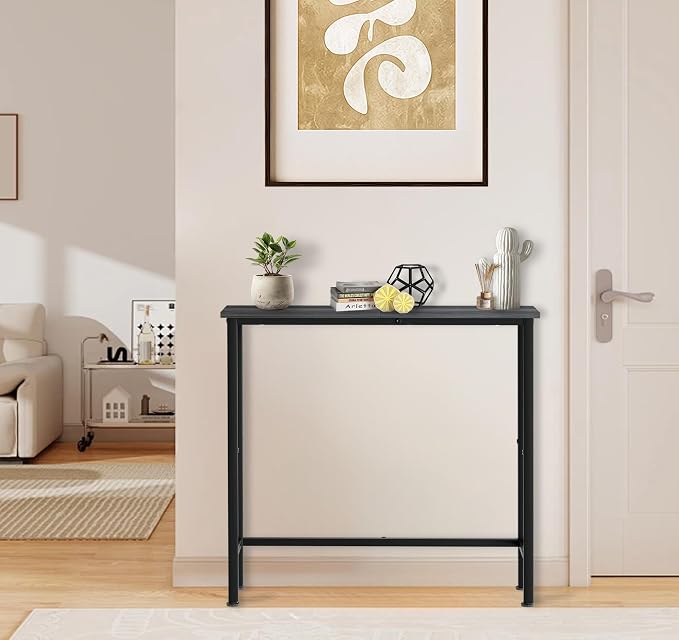 Narrow Console Table, 29.5" Small Entryway Table, Thin Hallway Tables, Slim Sofa Side Tables for Hallway, Living Room, Bedroom, Foyer, Dark Slate Grey