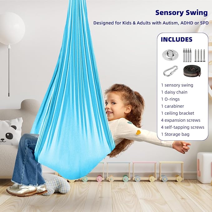 Sensory Swing Chairs for Kids, Indoor & Outdoor Hanging Therapy Cuddle Hammock Swing Seats for Child Teens with Autism, ADHD, Aspergers, Sensory Integration