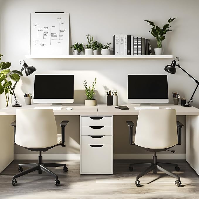 Kaboon Universal Tabletop 45"x20", Solid One-Piece Melamine Table Top, L-Desk Floating Desk DIY, Home and Office, Leather/Ivory