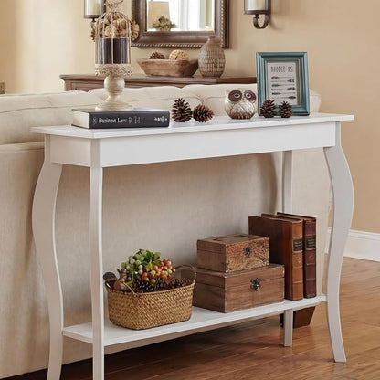 ChooChoo Narrow Console Table, Chic Accent Sofa Table, Entryway Table, White