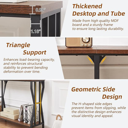 HOMISSUE Sofa Console Table, 63" Extra Long Sofa Table with 2-Tier Storage, Industrial Narrow Console Tables Behind Couch, Hallway Table for Entryway, Living Room, Rustic Brown