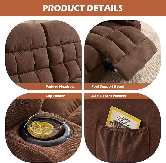 MAHOMICO Recliner Loveseat with Cup Holders for Living Room Love Seat Manual Oversized Recliner with Ergonomic, Side Pocket for Adult