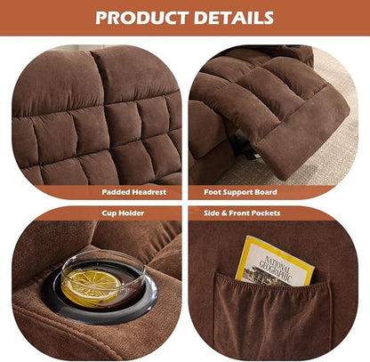 MAHOMICO Recliner Loveseat with Cup Holders for Living Room Love Seat Manual Oversized Recliner with Ergonomic, Side Pocket for Adult