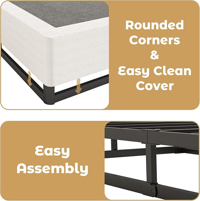 NHODIR Box Spring for Full Bed, 9 inch Full Size Box Spring Only, Strong Metal Frame Mattress Foundation, No Noise, Easy Assembly
