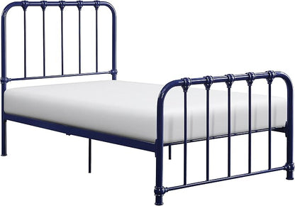 Lexicon Twin Metal Bed Frame, Platform Bed with Strong Metal Slat Support Under Bed Storage, Twin Bed Frame with Headboard, No Box Spring Needed, Easy Assembly, Twin, Navy Blue