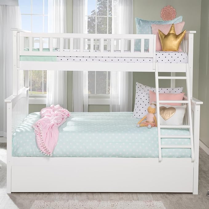 AFI, Columbia Ladder Bunk Bed Twin Over Full with Twin Trundle, White
