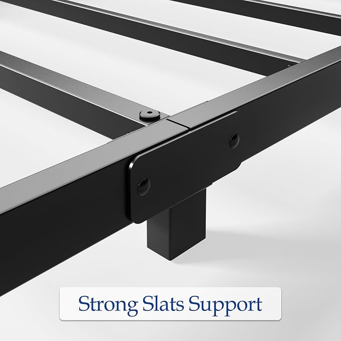 YUSENHEEI 4 Inch Full Size Bed Frame, Heavy Duty Metal Platform Low Bed Frame Full, No Box Spring Needed, Noise Free, Easy Assembly, Black