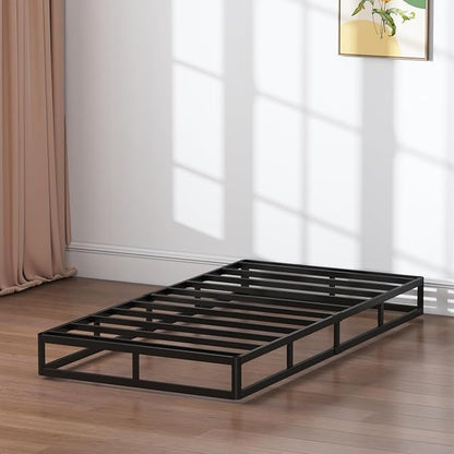 SHLAND Box Spring Twin 7 Inch Metal Box Spring Twin Size Basics Bed Base, Mattress Foundation,Black Heavy Duty Structure with Cover, Noise Free,Easy Assembly