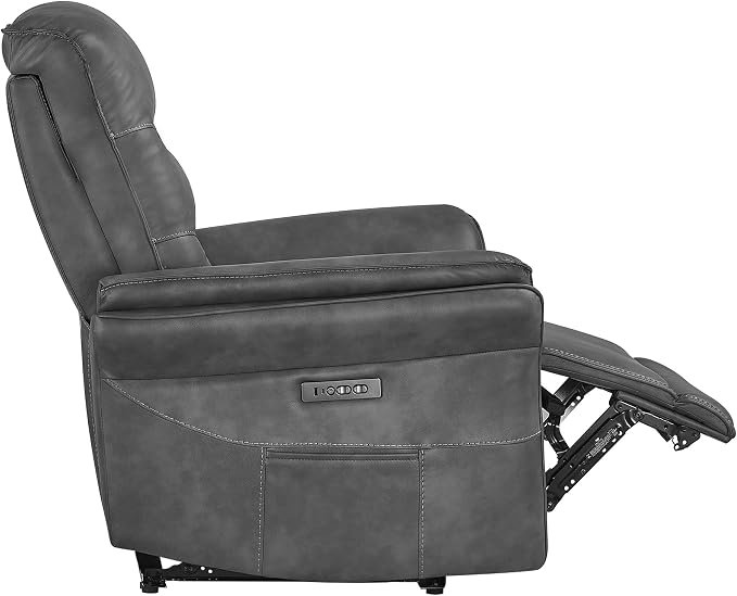 KISLOT Power Recliner Chair with Adjustable Headrest and Footrest, Dual Motor Leather Reclining Chair with USB/Type-C Charging, Zero Gravity Modern Electric Recliner for Adults Living Room Bedroom