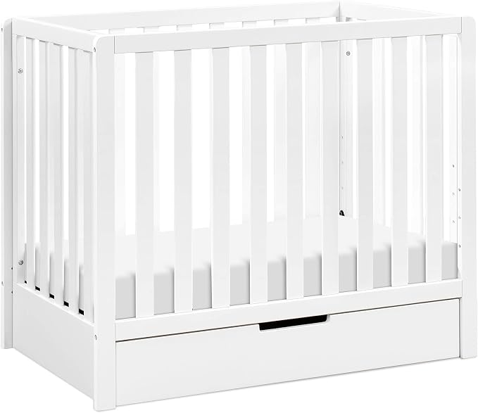 Carter's by DaVinci Colby 4-in-1 Convertible Mini Crib with Trundle Drawer in White, Greenguard Gold Certified, Undercrib Storage