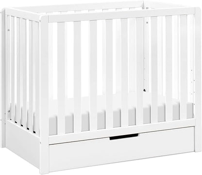 Carter's by DaVinci Colby 4-in-1 Convertible Mini Crib with Trundle Drawer in White, Greenguard Gold Certified, Undercrib Storage