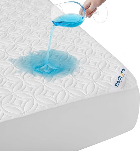 BEDLORE Waterproof Mattress Protector, King Size Noiseless Mattress Pad with Deep Pocket 6"-18" Depth, Soft Breathable Bed Mattress Cover Washable for Home, Bedroom, Hotel (White)