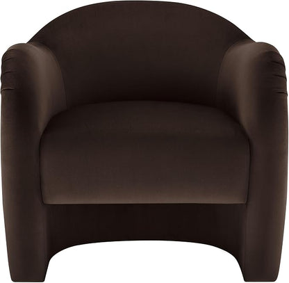 Modway Compose Barrel Chair with Performance Velvet Fabric in Chocolate Brown – Upholstered Accent Armchair with Curved Backrest – Cozy Lounge Chair for Reading – Round Comfy Single Sofa Club Chair