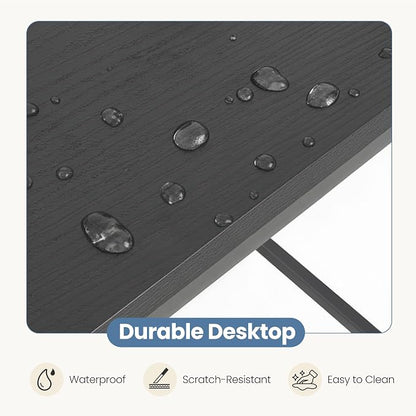 DUMOS 47 Inch L Shaped Computer Desk Gaming Furniture Corner Desks Home Office PC Table with Reversible Storage Shelves for Writing Working Study Bedroom Dorm, Black