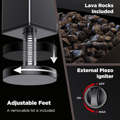 Ciays Propane Fire Pit Table, 32Inch Gas Outdoor Fire Pit Table CSA-Certified for Outside Patio with Lava Rocks, Add Warmth and Ambience to Parties, Backyard, Garden, 50,000 BTU