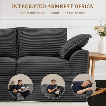 Upgrade Boneless Couch with Storage, Extra Deep&High Seat Modular Sectional Sofa 3 Seater L Shaped Cloud Couch with Ottoman, Tool-Free Assembly Sectional Couches for Living Room, Dark Grey