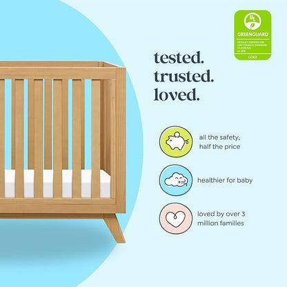 Davinci Otto 3-in-1 Convertible Baby Crib, GREENGUARD Certified, Honey | Converts to Toddler Bed & Daybed, 4 Adjustable Mattress Heights - Toddler Conversion Kit Sold Separately, Easy to Assemble