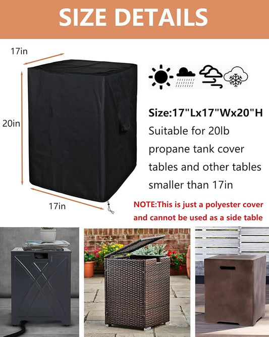 SheeChung Cover for Propane Tank Cover Table 17"x17"x20",Fit for 20 lbs Gas Tank Holder Storage Box,Waterproof Heavy Duty 600D Outdoor Wicker Side Table/Storage Box Covers for Gas Fire Pit Grill