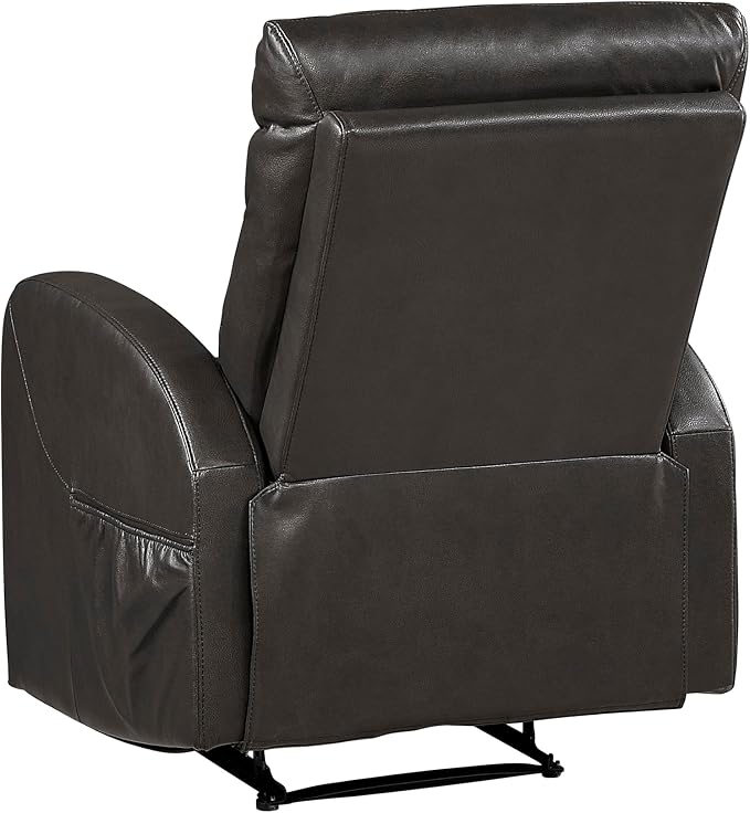 Lexicon Manual Recliner Chair, Faux Leather Reclining Chair, Wall Hugger, Track Arms, Magazine Pockets, Manual Recliner for Living Room/Office/Apartment, Easy Assembly, Espresso