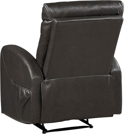 Lexicon Manual Recliner Chair, Faux Leather Reclining Chair, Wall Hugger, Track Arms, Magazine Pockets, Manual Recliner for Living Room/Office/Apartment, Easy Assembly, Espresso