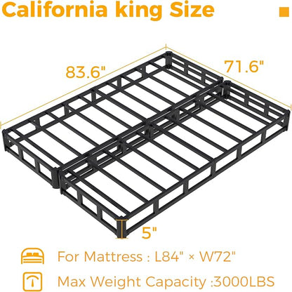 Maenizi Split California King Box Spring 5 Inch, Easy Assembly Bed Foundation, Heavy Duty Low Profile Metal Box Spring with Fabric Cover, Noise Free